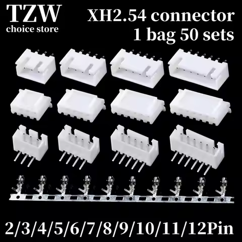 JST XH2.54 2/3/4/5 Pin Terminals Plastic Shell Male Plug + Female Socket Wire Connector XH 2.54 2P 3