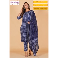 [Size M to 5XL] Ready-Stock Blue Ethnic Handblocked 100% Cotton, 3pc Suit