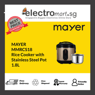 MAYER MMRCS18 Rice Cooker with  Stainless Steel Pot 1.8L