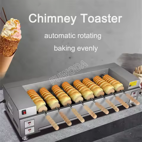 With 8 Roller Electric Hungarian Chimney Cake Maker Chimney Cake Rolls Grill Oven Machine Waffle Mak