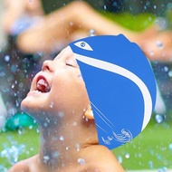 Swimming Hat For Kids Silicone Waterproof Swimming Hat Boys & Girls Cartoon Swim Hat Blue Swim Gear 