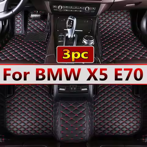 Car Floor Mats For BMW X5 E70 MK2 2008~2013 7 Seat Luxury Leather Mat Set Auto Protect Carpet Rug In