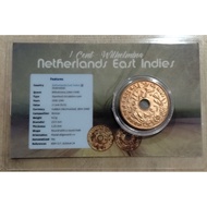 Duit Syiling Nederlands East Indies 1 Cent Welhelmina 1936-45 (D)