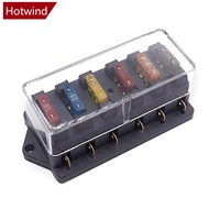 HOTWIND 6 Way Car Circuit Standard Blade Fuse Box Block Holder Fuse For 12V / 24V Motorcycles E-Bike