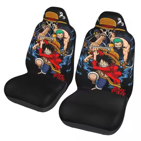 One Piece Anime Manga Universal Car Seat Cover Four Seasons For SUV Luffy Zoro Front Rear Flocking C