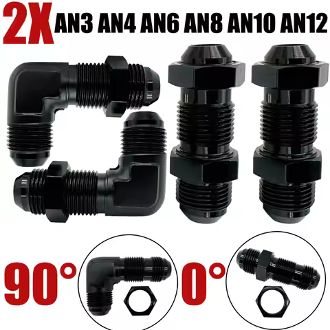 2X 0 Degree 90 Degree 3AN 4AN 6AN 8AN 10AN 12AN Flare Union Bulkhead Fitting Adapter Fuel Hose Fitti