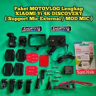 Paket Motovlog Xiaomi Yi 4K Discovery Action Cam Original Support Mic External Vlog Mounting Helm