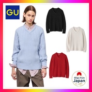 GU Wide Rib V-Neck Knit Sweater 361307