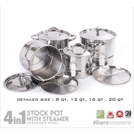 Supra 4in1 Stainless Steel Stock Pot + Steamer