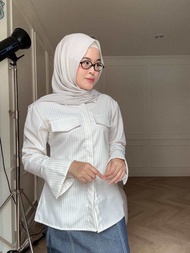 Easy elegance shirt เสื้อทรงกึ่งโค้ท มีเชือกที่สามารถผูกข้างหลังให้เข้าเอว แนวเรียบหรูใส่สบาย [N Abl