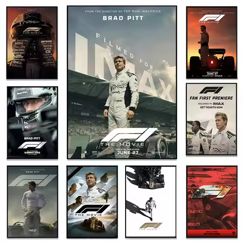 F1 The Movie Canvas Wall Art Print Poster Brad Pitt F1 Decorative Painting Modern Home Living Room D