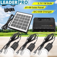 6V 2in1 Solar Light System 3Pcs LED Solar Lamp Solar Panel Portable Power Bank for Outdoor Camping E