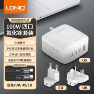 ชาร์จไฟเร็ว LDNIO 100W GaN Charger Multi Port 3C1A ชุดเดินทางแบบอังกฤษ ยุโรป ใช้ได้กับ Apple Huawei