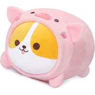 AIXINI Cute Pig Corgi Plush Pillow 8” Piggy Shiba Inu Stuffed Animal, Soft Kawaii Corgi with Pig Outfit Costume, Hugging Plush Squishy Pillow Toy Gifts for Kids