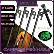 MIRA 30&40CM Peg Stake Camping Peg Ground Nail Tent Peg Flysheet Peg Stake Nail Fluorescent Ring Pan