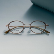 2025 Quality Titanium Frame Small Elliptical Eyeframe Men's and Women's Retro Black Gold Flat Mirror