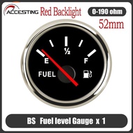 【จัดส่งจากประเทศไทย】มาตรวัดระดับน้ำมันเชื้อเพลิงในรถยนต์52มม. 0 ~ 190โอห์ม E-1/2-F เกจวัดระดับถังน้ำสำหรับมอเตอร์ไซค์รถยนต์เรือ12V 24V พร้อมไฟแบ็คไลท์สีแดงกันน้ำ