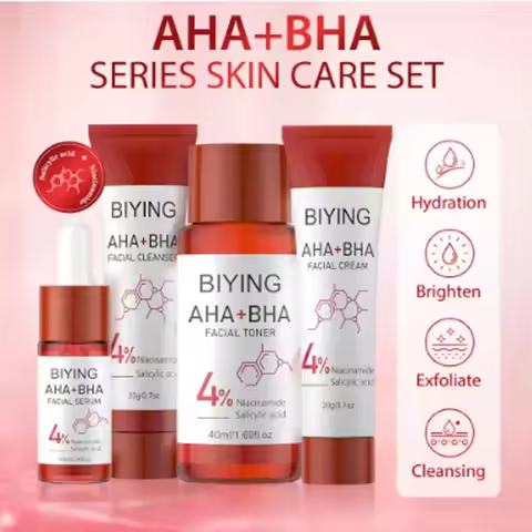 AHA+BHA Series Skin Facial Cleanser Cream Serum Toner Moisturiser Hydrating Toner Serum Cream Foam F