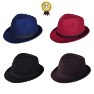 Quino Adult Soft Velvet Fedora Hat Original Men's and Women's Fedora Hat Plain Fedora Hat