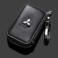 【In Stock】 Mitsubishi Case Genuine Leather Car Smart Key Chain Keychain Holder Metal Hook For Mirage