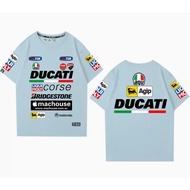 T-Shirts Round Short Sleeve Stretch MOTOGP DUCATI Motorcycle 1199 1299 899 V2 Monster696 821 797 659