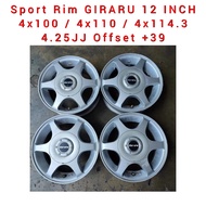 Sport Rim GIRARU 12 Inch 4H PCD100 / PCD110 / PCD114.3 4.25JJ Offset +39 For Perodua Kelisa Kenari Viva Elite