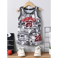 Wiku.co Kids Basketball Jersey Set BASKETBALL SHIRT (Boys Letter & Cartoon Print Graphic) |Children'