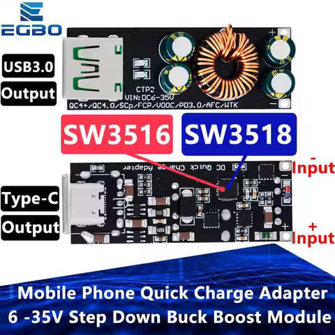 USB Type-C Mobile Phone Quick Charge Adapter, Step Down Buck Boost Module, SCP, FCP, PD, Qualcomm SW
