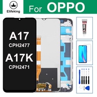 จอ LCD แบบดั้งเดิมสำหรับ OPPO A17 CPH2477/A17K CPH2477จอแสดงผลหน้าจอสัมผัสประกอบดิจิไทเซอร์พร้อมเครื