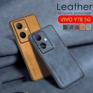 Sheepskin Leather Phone Case For VIVO Y78 5G 2023 Shockproof Cases on VIVOY78 Y 78 Camera Protection Silicone Bumper Cover
