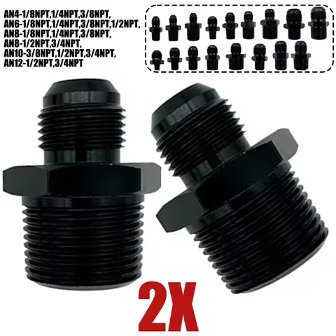 2X Flare Male AN4 AN6 AN8 AN10 AN12 To 1/4NPT 1/8NPT 3/8NPT 3/4 NPT Thread Straight Fittings Fuel Oi