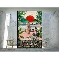Dog girl and into the ocean I go to lose my mind and find my soul poster,Interior wall decoration, l