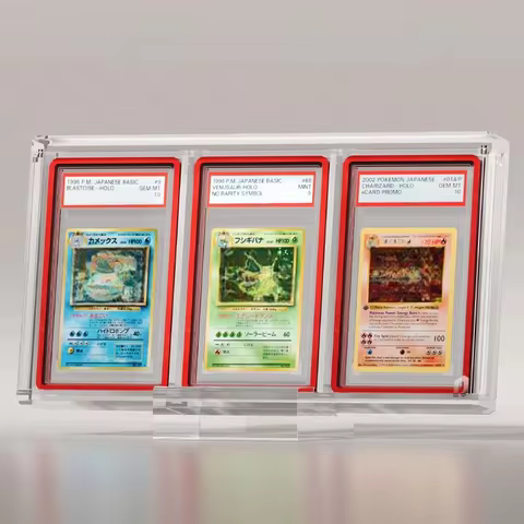 [K]3 Slot GradedGuard Rounded Triple Fits PSA CGC Slab Case Magnetic Acrylic Display with 3 Double C