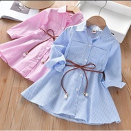GIRLS' DRESS 1-12 YEARS MORRI DRES FREE BELT CHILDREN'S DREES KOREAN STYLE GIRLS' SHIRTS
