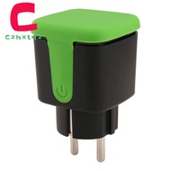 [LA19REA]1 Piece Outdoor Smart Plug Green&ampBlack 16A WiFi Remote Control Smart Socket with Power M