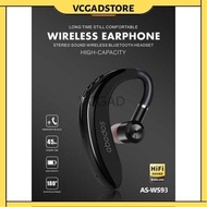 ABODOS WIRELESS EARPHONE STEREO BUNYI WIRELESS BLUETOOTH HEADSET MODEL BERKAPASITI TINGGI：-AS-WS93