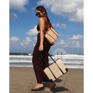 Tabanan Bag - SQUARE Rattan / Leather Rattan Bag, Cowhide Rattan Bag, Leather