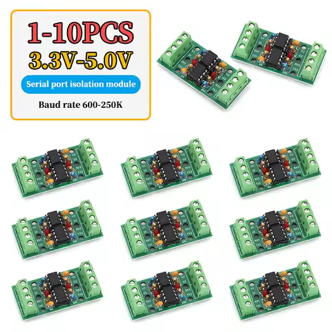 UART Serial Port Isolation Module 6N137 Optocoupler with PCB Mount Bracket DIN Rail Compatible