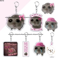 Funny hamster key chain Meme IM JUST A Girl keychain ring c