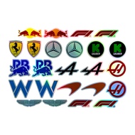 F1 Team Logo Laser Sticker Waterproof Oil-resistant Anti-scratch Glittering Colorful Adhesive Decal 