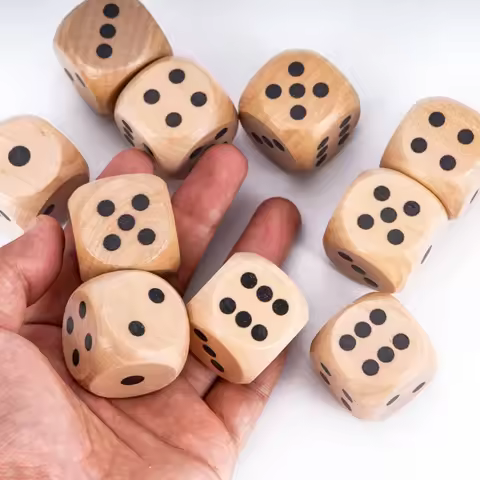 6Pcs Wooden D6 Dice 20/25/30mm Round Corner Six Sides Dice Number Dot Cubes Big Size D6 for Tabletop