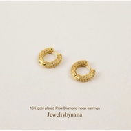 16K gold plated Pipa Diamond hoop earrings
