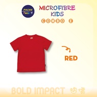 🚚[READY STOCK]KIDS QD6805 Red 100% Microfibre Eyelet Short Sleeve Baju Sukan Round Neck Quick Dry OR