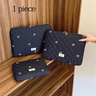 1ชิ้น ปลอกใส่แล็ปท็อปนักเรียนปักลายโบว์น่ารัก 11"/13"/15" กระเป๋าแล็ปท็อป เคสป้องกัน แฟ้มใส่เอกสาร ก