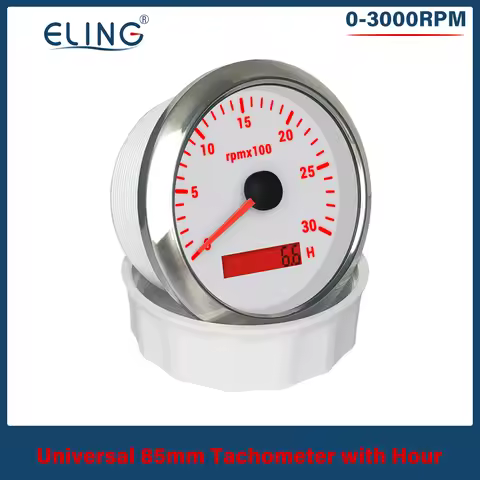 ELING Universal 85mm Tachometer 0-3000RPM 0-4000RPM 0-6000RPM 0-7000RPM 0-8000RPM LCD Hour Meter Wit