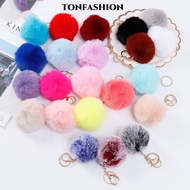 TONFASHION Fluffy Ball Keychain, Solid Color 8cm Plush Ball Pendant, DIY Hanging Decoration Imitatio