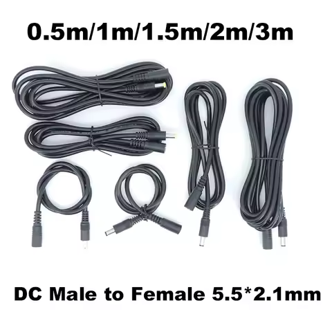 DC male to female power supply connector Cable Plug Cord Extension wire Adapter for strip camera 5.5