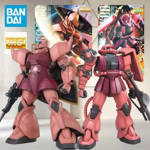 Bandai MG Char Custom Series Zaku II & Gelgoog Ver.2.0 Zeon Red Pink Commander Mecha Linked Eye Mova