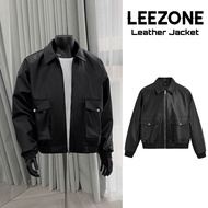 LeeZone Men's BOXY Form PU LeatherJacket | BOXY PU