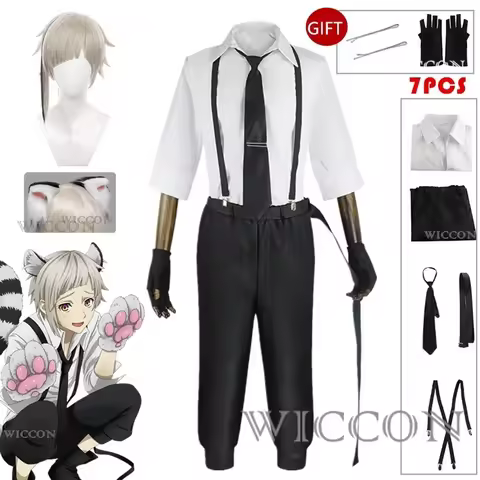 Anime BSD Atsushi Nakajima Cosplay Costumes Shirts Pants Set Uniform Halloween Christmas Party Cloth